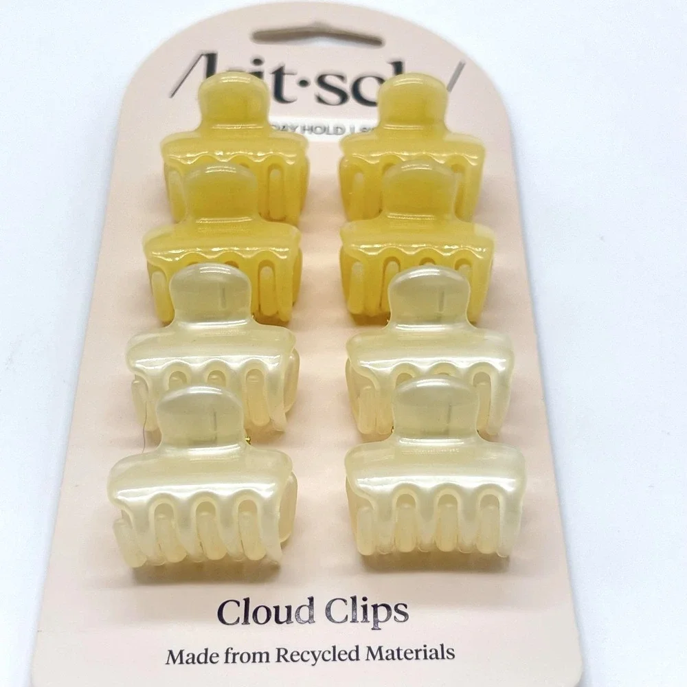 Kitsch Mini Cloud Hair Clips 8pc Set Pearlized Cream Yellow Jelly Lot Of 3